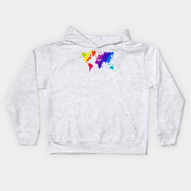 world map rainbow #love Kids Hoodie by JBJart